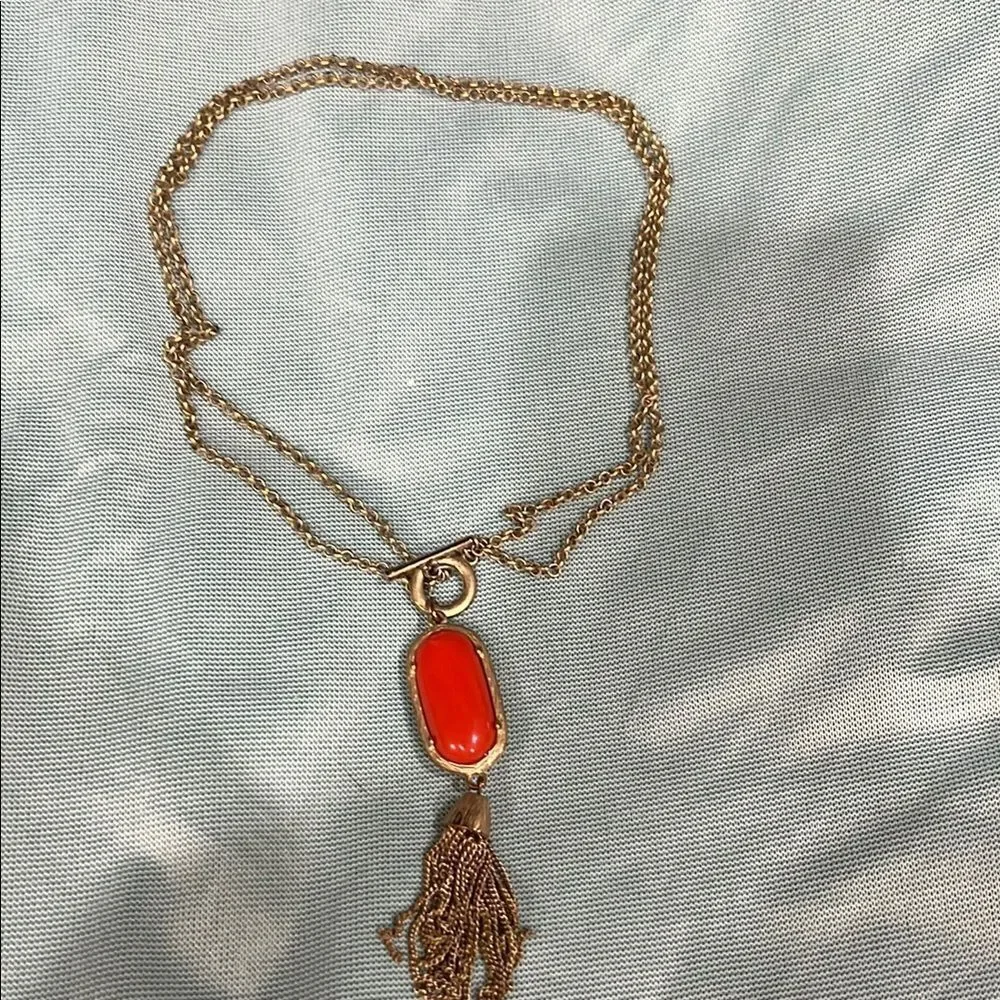 Elegant Gold and Red Pendant Necklace